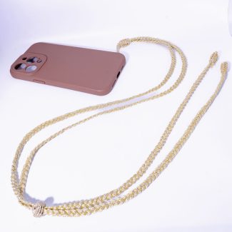 Cordon téléphone bi-color doré/argenté Mira